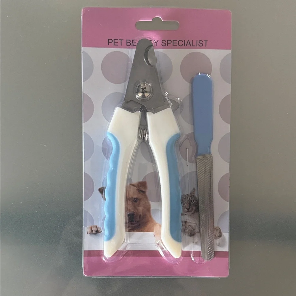 Blue & White Small Pet Nail Clippers with File